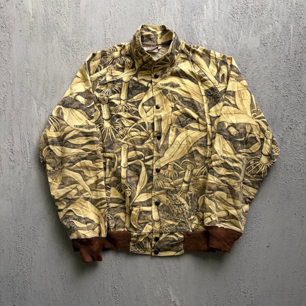 Vintage Farmland Corn Belt Camo Jacket Medium Tan 1990s USA
